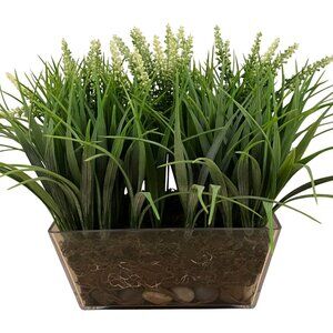 Small Fake Plants Artificial Potted Flower Plants Home Monkey grass white flower